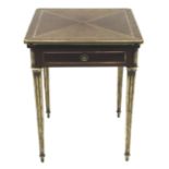 19th century French brass mounted envelope top mahogany card table in Louis XVI style,