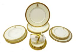 Mintons Winchester Kings pattern part dinner and tea wares decorated in gilt with the Commonwealth