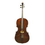 Early 20th century French Mirecourt cello with 76cm two-piece maple back and ribs and spruce top,