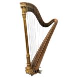 Erard inlaid giltwood and bird's eye maple framed forty-six string Gothic concert harp inscribed