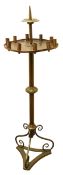 20th century ecclesiastical brass and copper candle stand,