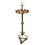 20th century ecclesiastical brass and copper candle stand,