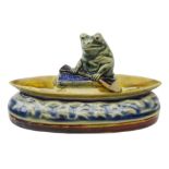 George Tinworth (British 1843-1913) for Doulton Lambeth, stoneware model of a Frog in a Canoe,