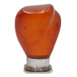Amber handled desk seal with silver mount stamped 800,