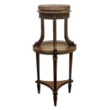 20th century French gilt metal mounted walnut two-tier jardiniere stand,