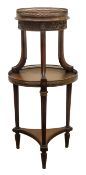 20th century French gilt metal mounted walnut two-tier jardiniere stand,
