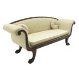 19th century mahogany framed double scroll end couch,