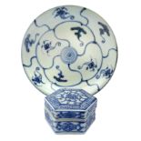Chinese Tek Sing Cargo blue and white lotus design saucer (D15cm) with Nauticalia certificate and