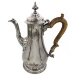 George lll silver baluster coffee pot, hinged lid with hive finial,