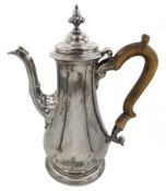 George lll silver baluster coffee pot, hinged lid with hive finial,