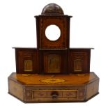 George III inlaid mahogany pocket watch stand of architectural form,