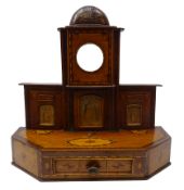 George III inlaid mahogany pocket watch stand of architectural form,