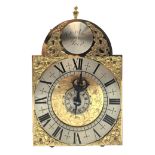 Small 18th century style Suffolk Alarm type brass lantern clock, engraved dial with cast spandrels,