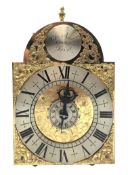 Small 18th century style Suffolk Alarm type brass lantern clock, engraved dial with cast spandrels,