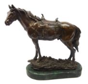 Bronze study of a saddled horse after F.