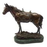 Bronze study of a saddled horse after F.