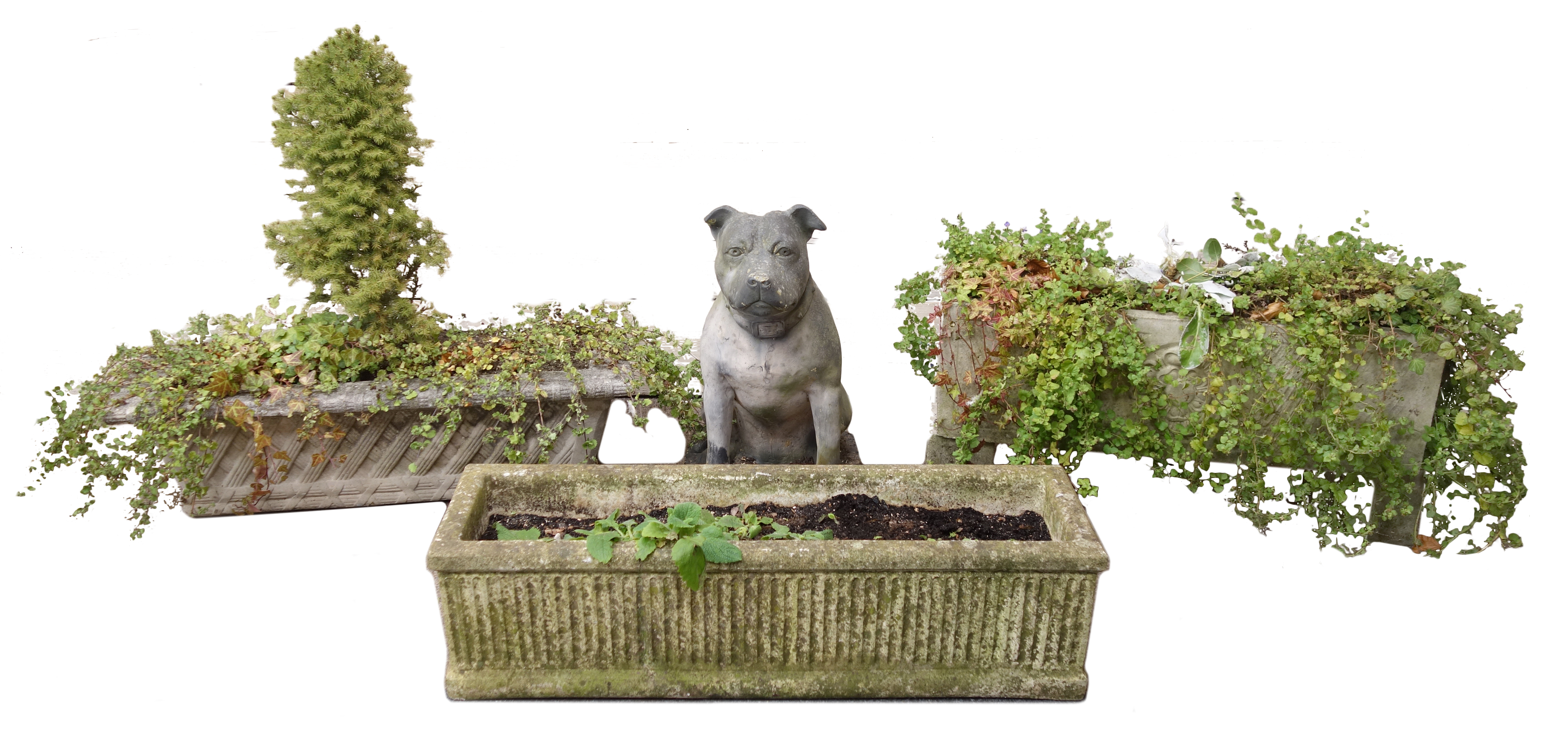 Composite stone rectangular basket weave planter,