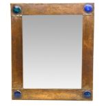 Arts & Crafts rectangular wall mirror with planished copper frame,