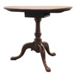 George III mahogany tripod tea table, the bird cage circular tilt top,