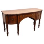 Regency figured mahogany break front sideboard,