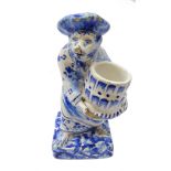 19th century Dutch Delft novelty salt modelled as a Bear dressed as a Chef, H14.