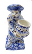 19th century Dutch Delft novelty salt modelled as a Bear dressed as a Chef, H14.