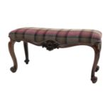 Victorian rosewood rectangular duet stool,