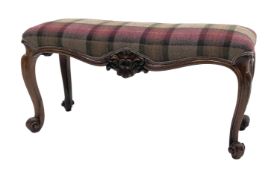 Victorian rosewood rectangular duet stool,