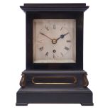 19th century Architectural ebonised cased library time piece,