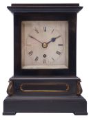19th century Architectural ebonised cased library time piece,