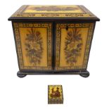 Victorian Tunbridgeware jewellery cabinet, cushion shaped top with tesserae spray of roses,