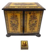 Victorian Tunbridgeware jewellery cabinet, cushion shaped top with tesserae spray of roses,