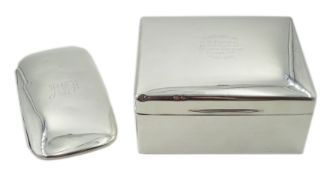 Edwardian silver rectangular cigarette case by William Neale, Chester 1906 and silver cigarette box,