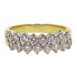 18ct gold offset double row diamond ring hallmarked Condition Report 6.