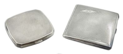 Art Deco siver compact by Beddoes & Co Birmingham 1936 7cm and a 'Slipway' silver cigarette case