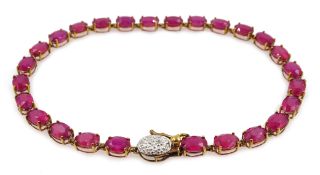 9ct gold ruby link bracelet hallmarked Condition Report <a href='//www.