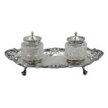 Edwardian silver ink stand,