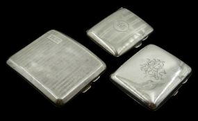 Three hallmarked silver cigarette cases 9.5oz Condition Report <a href='//www.