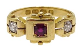 Victorian 18ct gold, ruby and diamond ring Birmingham 1880 Condition Report 3.