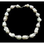 Large baroque fresh water pearl necklace the clasp stamped PT950 Condition Report