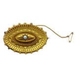 Victorian 18ct gold (tested) brooch set with a pearl Condition Report Approx 15.