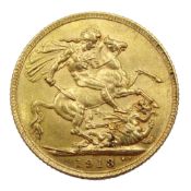 1913 gold full sovereign Condition Report <a href='//www.davidduggleby.