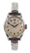 Ladies Omega stainless steel wristwatch 1960 on Excalibur expanding bracelet,