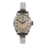 Ladies Omega stainless steel wristwatch 1960 on Excalibur expanding bracelet,