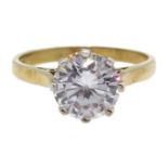 9ct gold single stone cubic zirconia ring hallmarked Condition Report size O<a