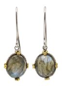 Pair of labrodite silver set drop earrings stamped 925 Condition Report <a
