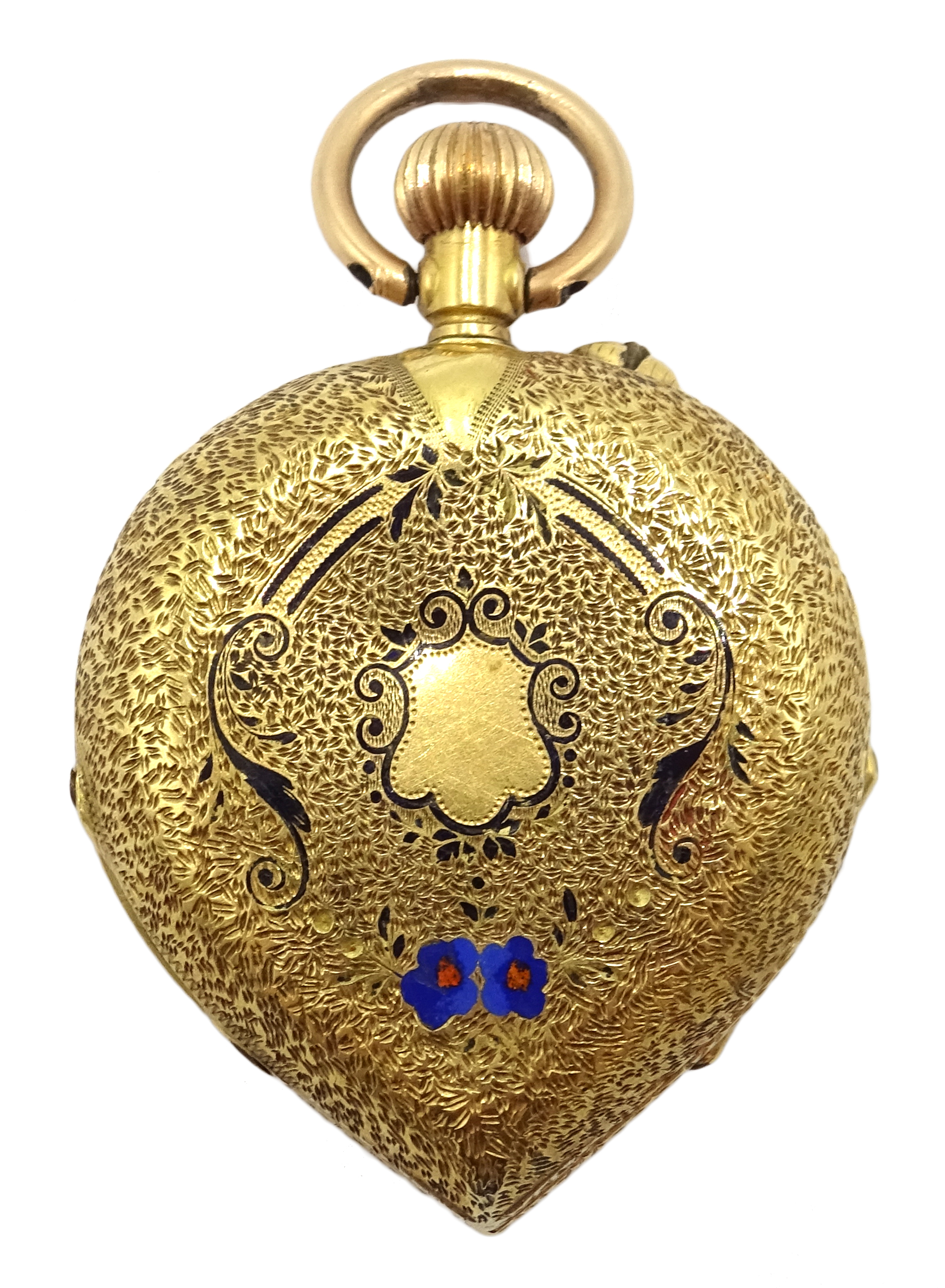 18ct gold and enamel French fob watch stamped 18k no 162271,16.