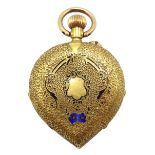 18ct gold and enamel French fob watch stamped 18k no 162271,16.