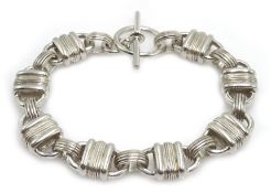 Silver handmade heavy link T bar bracelet stamped 925 Condition Report 59.