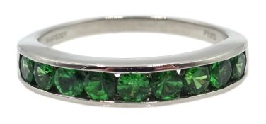 Rhapsody platinum tsavovite green garnet half eternity ring stamped PT950 Condition